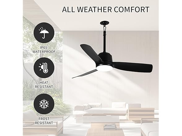 SUTEFAN 44'' Dimmable Outdoor Ceiling Fan - Gallery 2