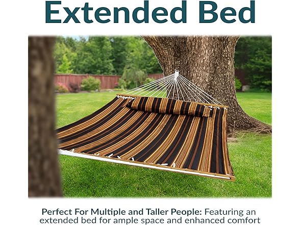 Sunnydaze Extra Large Quilted Hammock with Spreader Bars Woodland Stripe