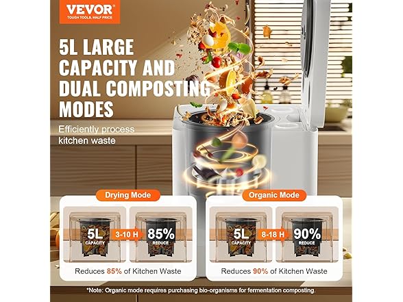 VEVOR 5L Electric Smart Countertop Composter