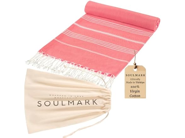 SOULMARK 100% Cotton Turkish Beach Towel