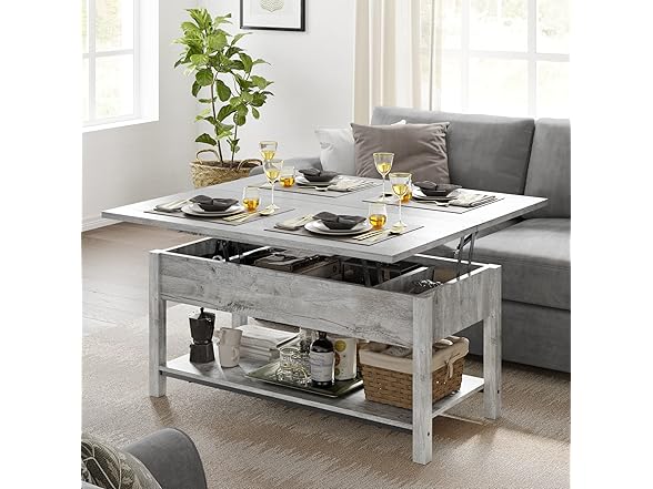 FABATO 4-in-1 Lift Top Coffee Table Grey