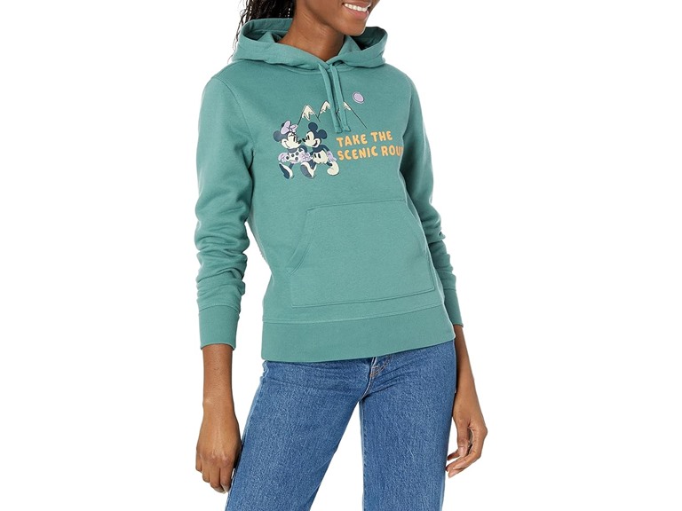Amazon Essentials Disney | Marvel | Star Wars | Princess Women's Fleece Pullover Hoodie Sweatshirts (Available in Plus Size), Mickey Scenic Route, Small