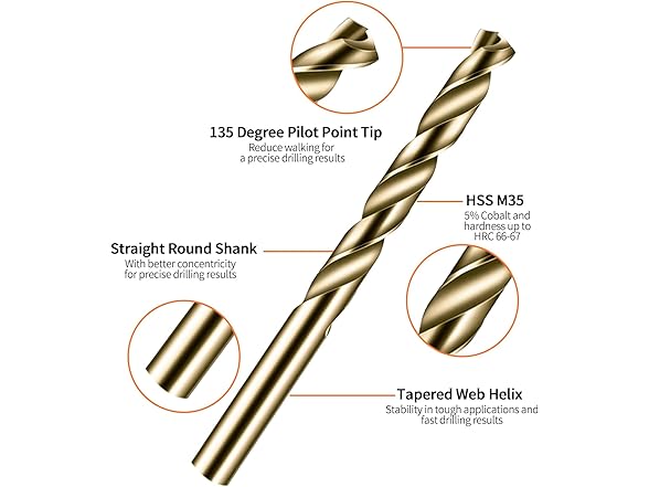 Meccion Metal Drill Bits 7/32 in. x 3-3/4 in. x 5pcs