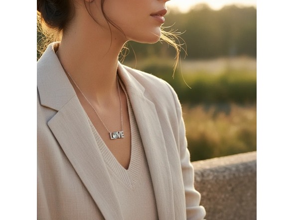 LOVE Turquoise Moissanite Necklace