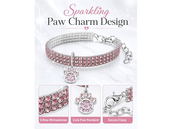 Rhinestone Pet Collar, Sparkling 3 Rows Crys