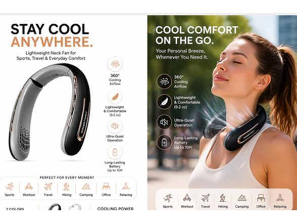 Rechargeable 4000 mAH Portable Fan Necklace