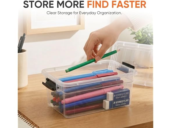 Superio 1.85 Quart Clear Plastic Storage Boxes with Lids 10 Pack