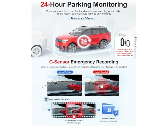 Winail Dash Cam Front Rear 4K+2.5K