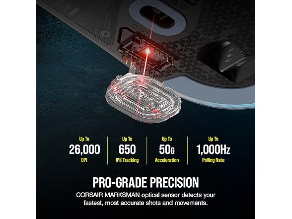 Corsair M75 Wireless RGB Gaming Mouse, Black