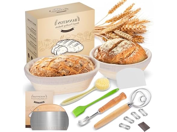 TEZOU Artisan Sourdough Bread Proofing Baskets Set