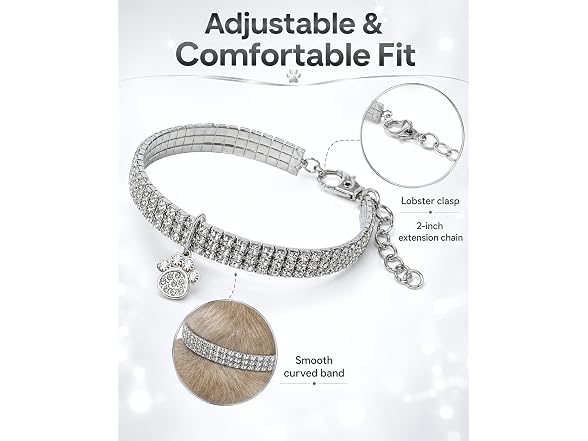 Rhinestone Pet Collar, Sparkling 3 Rows Crys