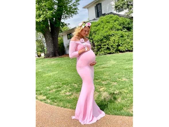 JustVH Women (M) Maternity Elegant Fitted V Dress