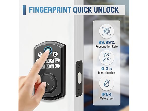 LOCSMART Fingerprint Door Lock Black