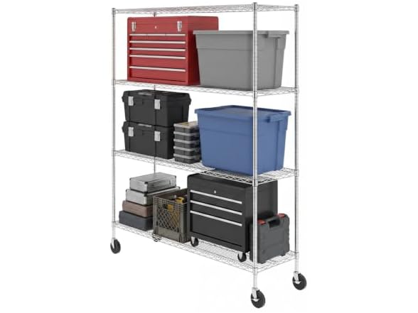SafeRacks NSF 4-Tier Steel Wire Rack w/Wheels (18"x60"x72")