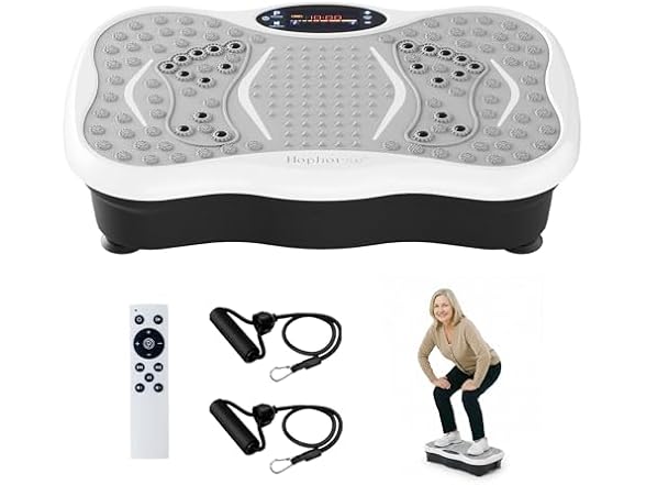 Vibration Plate Exercise Machine, 200 Speeds Vibrating Plate for Lymphatic Drainage, Vibrating Shaking Full Body Shaker Workout, Vibration Fitness Platform for Weight Loss, for Home, LightGray (Open Box)