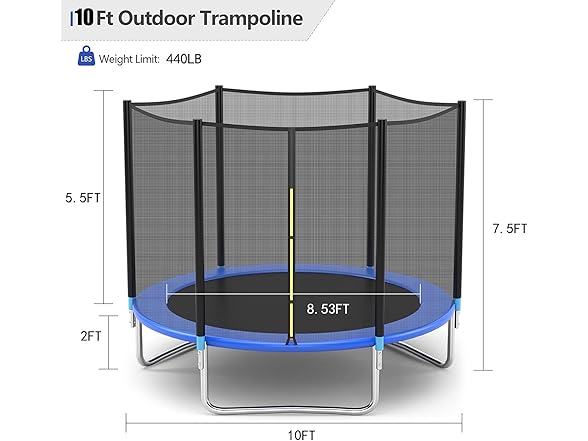 Tiktun Pro Trampoline with Safety Enclosure 10Ft