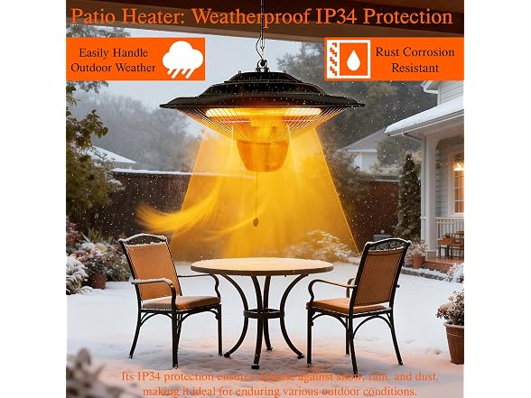 VEVOR Hanging Patio Heater, 1500W
