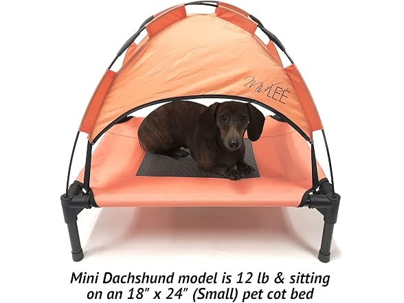 Midlee Salmon Dog Cot with Canopy (24" x 30")