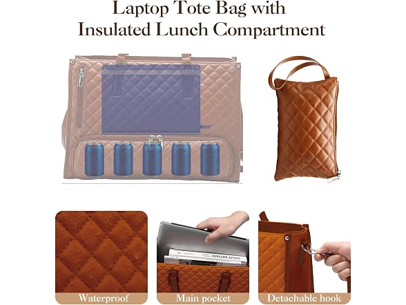 PU Leather Lunch Bag Work Tote Bag