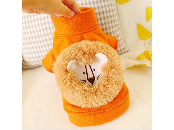 Pet Costume Plush Lion Pattern Winter Pet Ho
