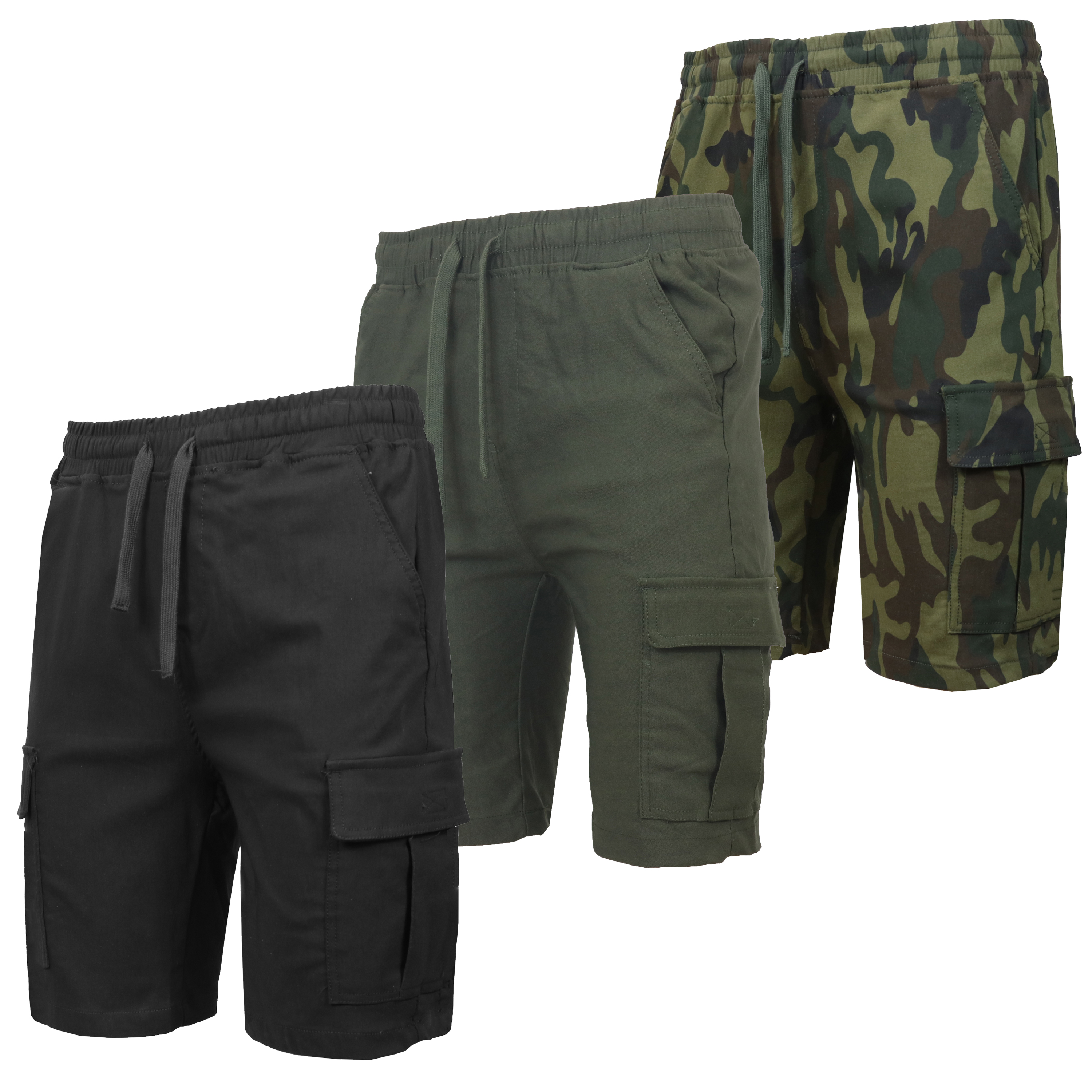 3Pk Mens Super Stretch Cargo Shorts - Gallery 15