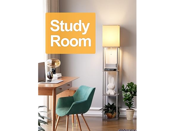 PARTPHONER Floor Lamp with Shelves