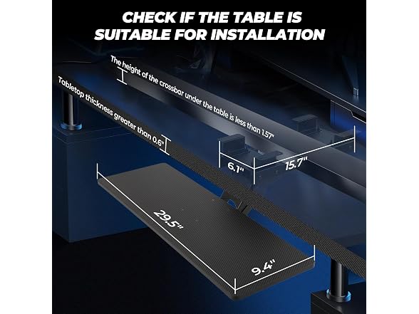 Keyboard Tray Under Desk,360° Adjustable