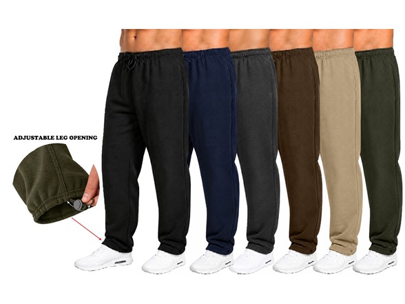 4Pk Mens Fleece-Lined Open Bottom Sweatpants