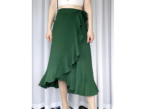 Vndflag Women (L) High Waisted Wrap Ruffle Skirt