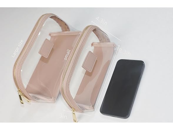 CONLINGDA Clear Makeup Bag,  (Pink, Small)