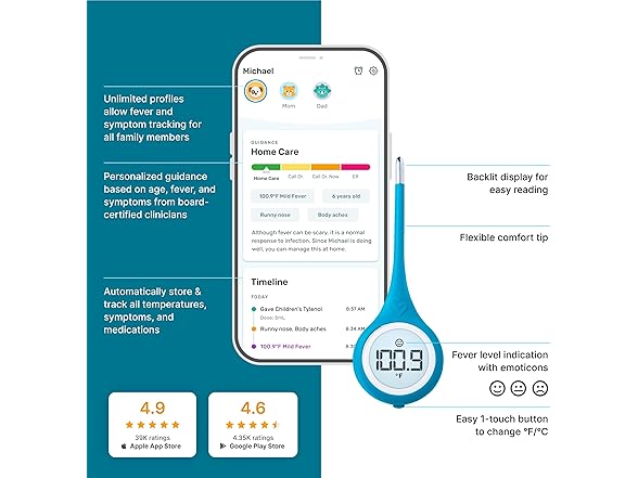 1Pk or 2Pk Kinsa Smart Thermometer