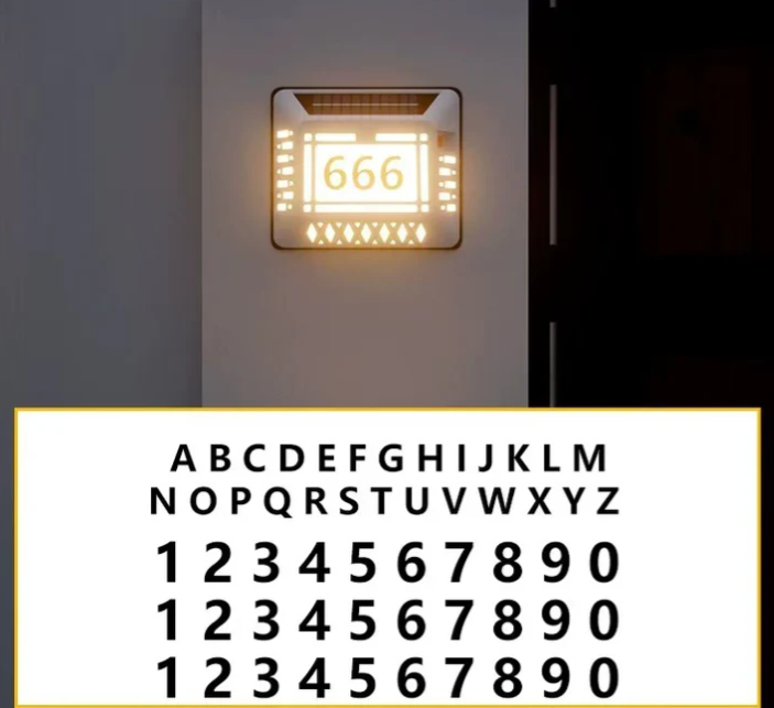 Solar LED Address Sign, White - Gallery 19