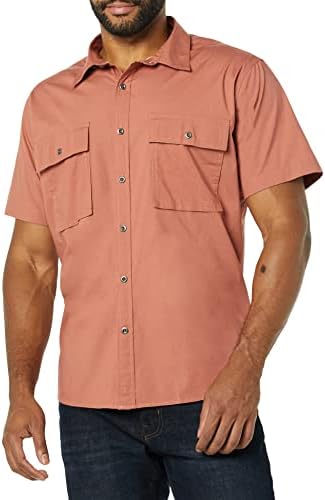 Amazon Essentials Men's Standard-Fit Short-Sleeve Two-Pocket Utility Shirt (Previously Goodthreads), Clay, Medium Tall