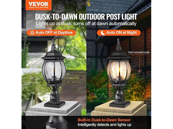 2 Pack Dusk to Dawn Outdoor Post Light, 20.87