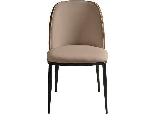 LeisureMod TCWN18BG Tule Dining Chair Walnut/Beige