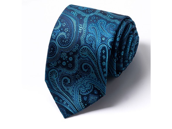 Formal Men’s Necktie - Midnight Teal Paisley
