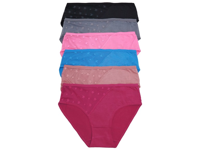 Angelina G6779_ASST_6_US Small (0-2) Angelina Cotton Hiphugger Panties with Star Mesh Design (6-Pack) Assorted Color (6 Pack)
