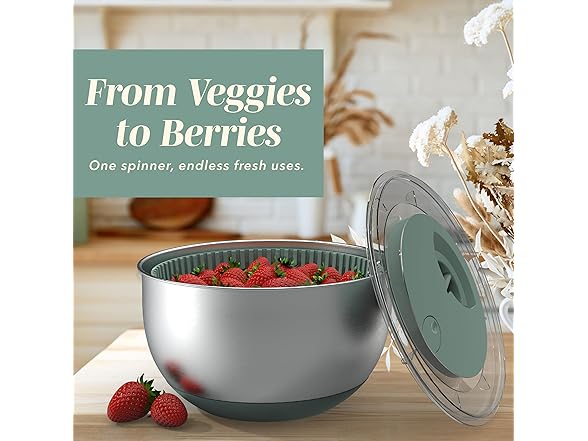 COOK WITH COLOR Stainless Steel Salad Spinner - 5 Qt.