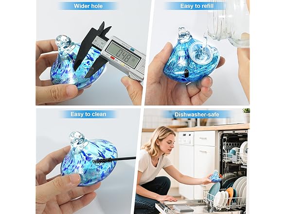 Grebilux Wind Chime Glass Hummingbird Feeder