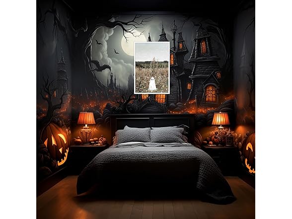 Cute Ghost On A Flower Meadow Wall Art