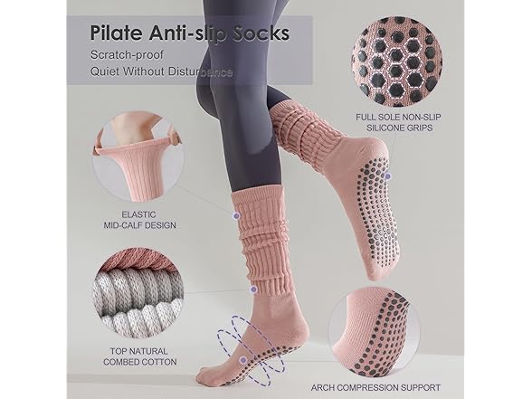 Holaraon Slouch Socks for Women with Grip