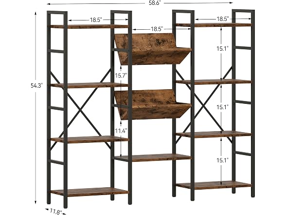 GAOMON 54" Triple Wide 4-Tier Bookshelf - Gallery 3