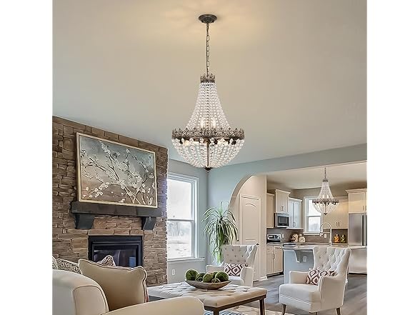 Crystal Chandelier for Dining Room, 18.5" Antique French