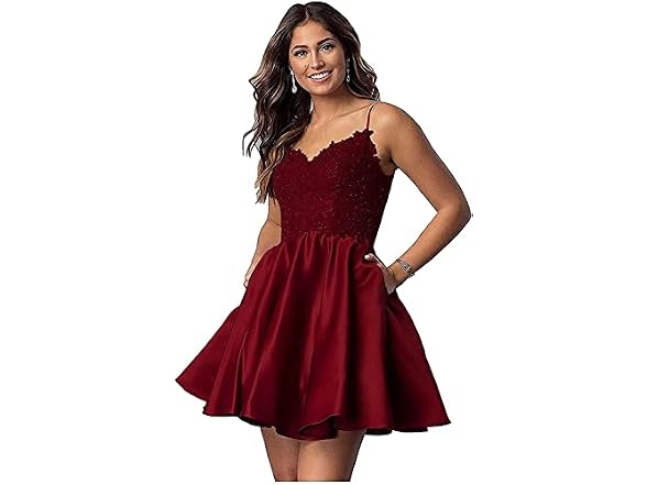 Rmaytiked Women (10) Lace Satin Homecoming Dress