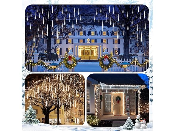 Brightown Solar Meteor Shower Lights Outdoor - 576 LED Rain Drop Lights