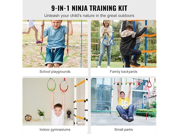 Ninja Warrior Obstacle Course for Kids, 2 x 50ft
