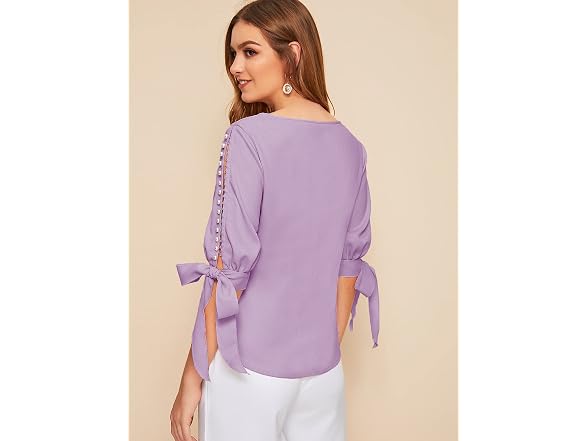 Floerns Women (XL) Pearls Beaded Knot Cuff Tops