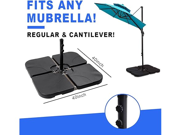 Tiktun 4-Piece Umbrella Base, Black
