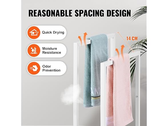 Towel Rack, 2 Bars Metal Outdoor Towel