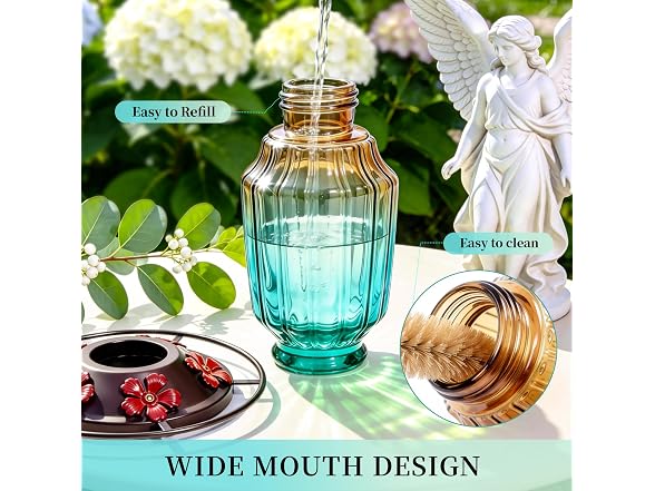 Green Glass Hummingbird Feeder